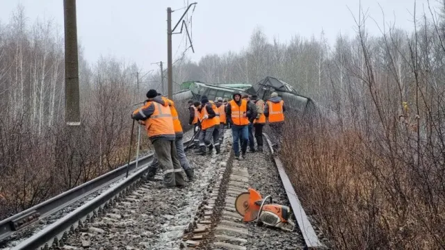 РИА: железнодорожники подняли три вагона, сошедшие с рельсов в Рязанской области