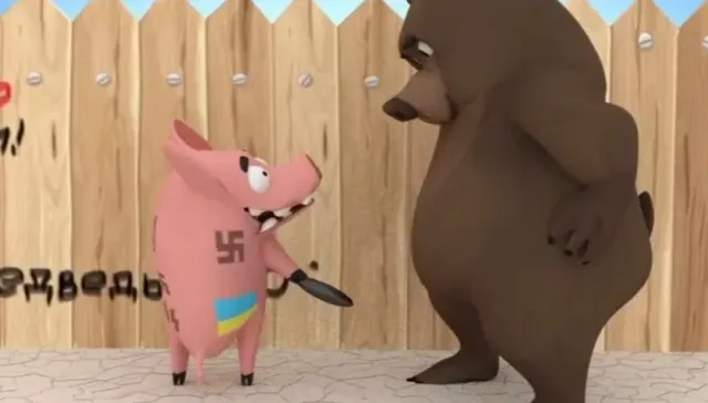 Вышло продолжение мультфильма о свинке-наци и русском мишке