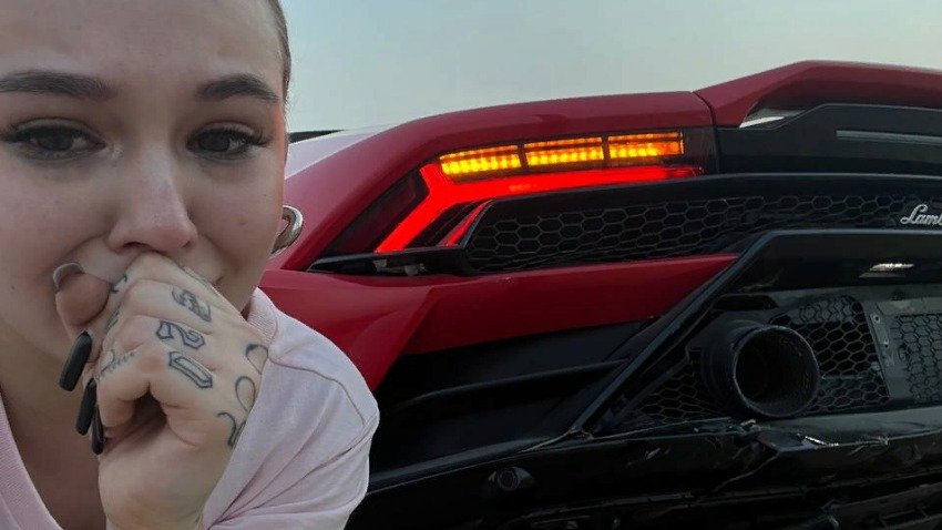 Певица Instasamka села за руль Lamborghini и попала в ДТП