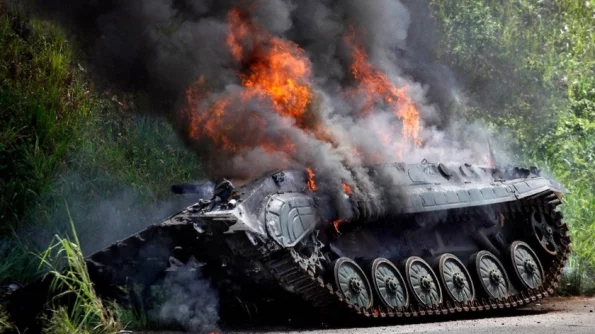 Появились кадры уничтоженной военной техники ВС Украины на купянском направлении