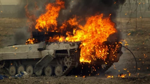 РВ обнародовала видеокадры уничтожения колонны БТР М113 ВС США, переданных ВС Украины