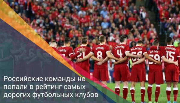 Российские команды не попали в рейтинг самых дорогих футбольных клубов