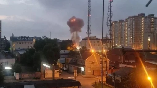 Появились кадры удара беспилотника по зданию в Краснодаре