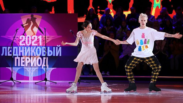 Даня Милохин и Евгения Медведева жестко ударились об лёд на шоу «Ледниковый период»